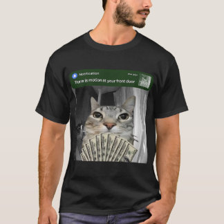 Beweging gedetecteerd voordeur kat meme t-shirt
