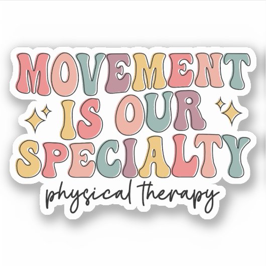 Beweging is onze specialiteit Retro Fysieke Therap Sticker (Voorkant)