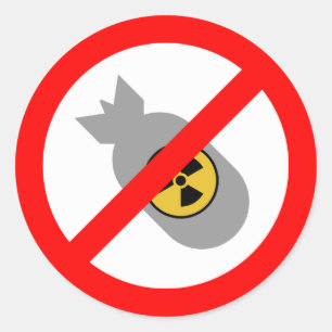 Beweging voor Vrede STOP! GEEN NUCLEAIRE BOM! Ronde Sticker