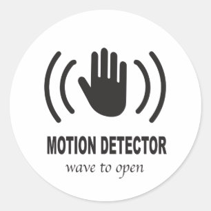 Bewegingsdetector met handpictogram ronde sticker
