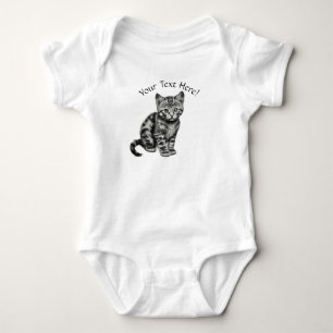 Bewerk Foto, Naam & Tekst Schattige Kitten Baby Gi Romper