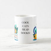 Bewerk naam Personaliseer Cool Cats Lees boeken Koffiemok (Center)