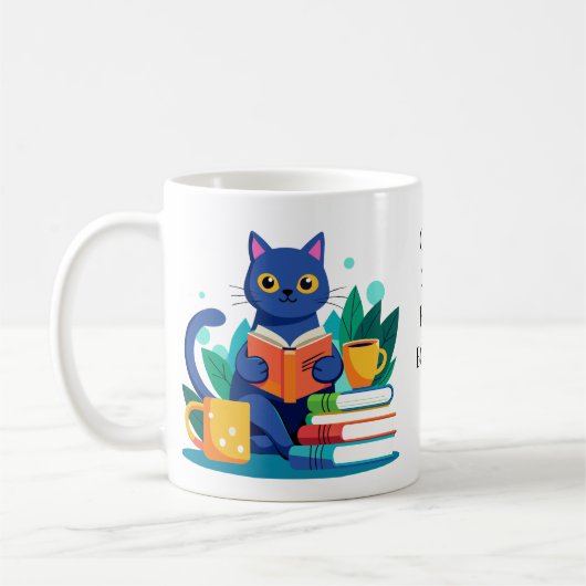 Bewerk naam Personaliseer Cool Cats Lees boeken Koffiemok (Links)