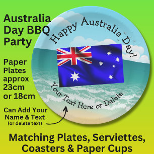 Bewerk Tekst Happy Australia Day Flag Ocean Beach  Papieren Bordje