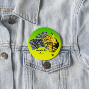 Bewerk tekst jaar Australië dag kauwgom blad Wattl Ronde Button 7,6 Cm