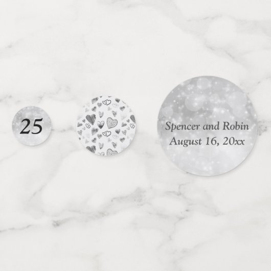 Bewerkbaar 25th Silver-Jubileum Confetti (Voorkanten)