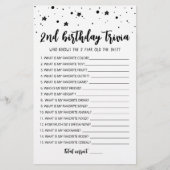 Bewerkbaar 2e verjaardag trivia Verjaardagsfeestsp (Voorkant)