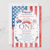 BEWERKBAAR 4 juli Verjaardag Uitnodiging (Voorkant)