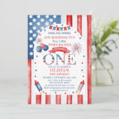 BEWERKBAAR 4 juli Verjaardag Uitnodiging (Staand voorkant)