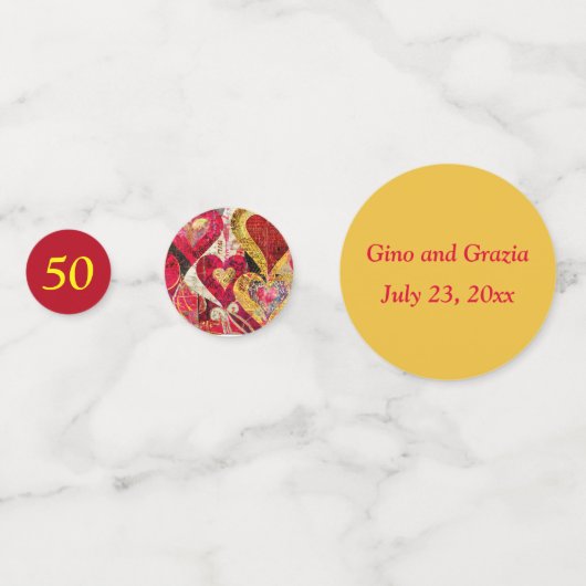 Bewerkbaar 50e bruiloft Jubileum Confetti (Voorkanten)