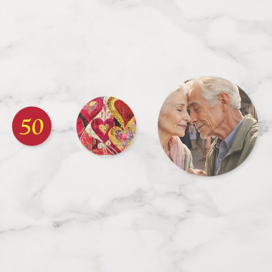 Bewerkbaar 50e bruiloft Jubileum Confetti (Achterkanten)