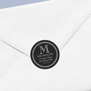 Bewerkbaar Achtergrondkleurnaam Monogram adres Ronde Sticker