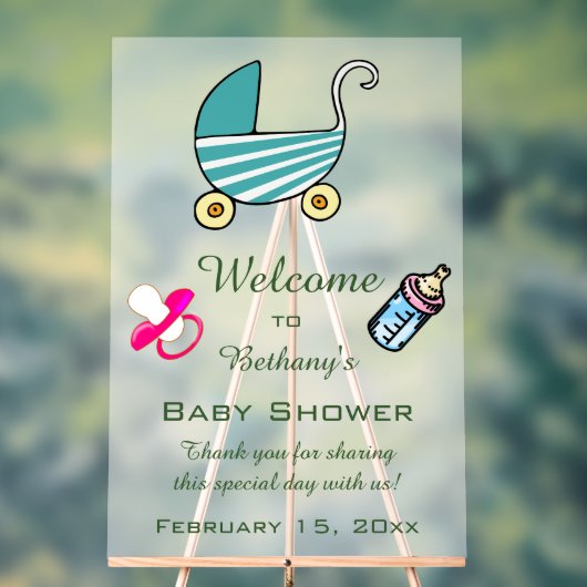 Bewerkbaar Baby shower Acryl Bord (Neutraal)