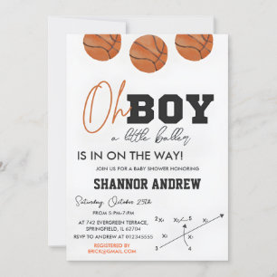 Bewerkbaar Basketbal Oh Boy Baby shower Kaart
