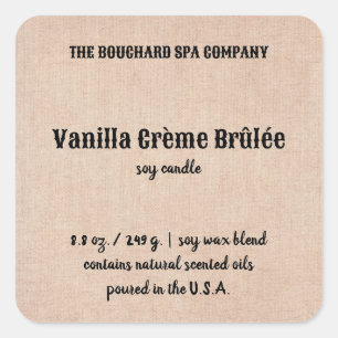 Bewerkbaar Beige Linnen Kaars Label