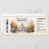 Bewerkbaar Belfast Vliegticket, Ierland Trip Kaart (Voorkant / Achterkant)
