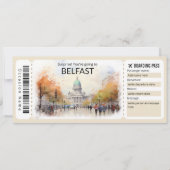 Bewerkbaar Belfast Vliegticket, Ierland Trip Kaart (Voorkant)