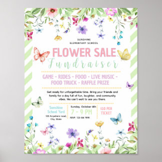 Bewerkbaar bloemen verkoop fondsenwervingsflyer poster