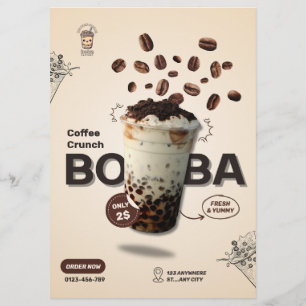 Bewerkbaar Boba-theecafé Flyer, Klein Zakelijk Men Flyer