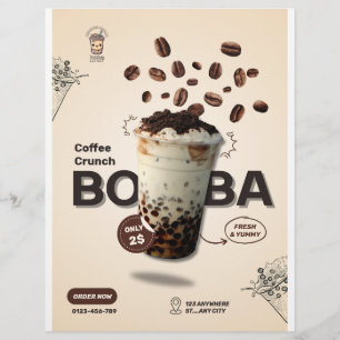 Bewerkbaar Boba-theecafé Flyer, Klein Zakelijk Men Flyer