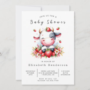 Bewerkbaar Boerderij Kalf Koe Baby shower Kaart