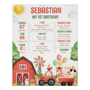 Bewerkbaar Boerderij Verjaardag Milestone Poster S Perfect Poster