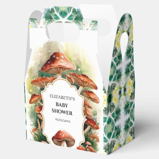 Bewerkbaar Boho Mushroom Baby shower Bedankdoosjes (Geopend)