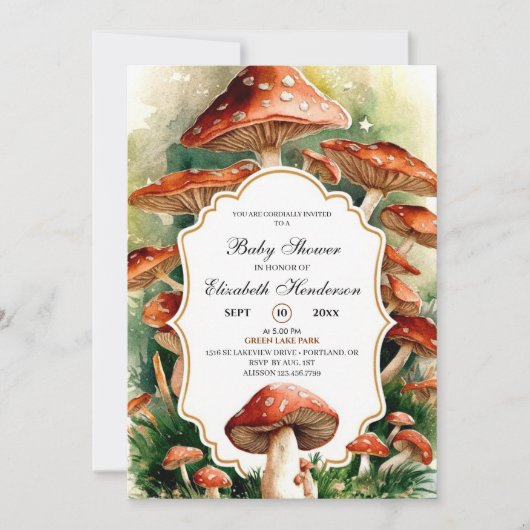 Bewerkbaar Boho Mushroom Baby shower Kaart (Voorkant)