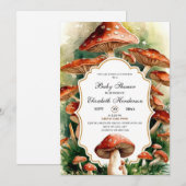 Bewerkbaar Boho Mushroom Baby shower Kaart (Voorkant / Achterkant)