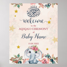 Bewerkbaar Boho Olifant Aqiqah Aqeeqah Poster teke