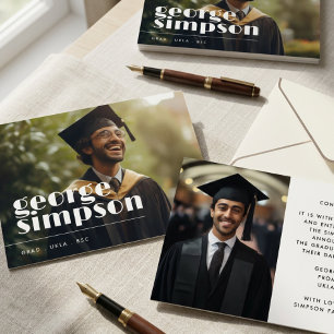 Bewerkbaar Bold Script Grad Afstudeerfoto Aankondiging