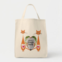 Bewerkbaar Cat Love Heart Aangepast tekstontwerp Tote Bag