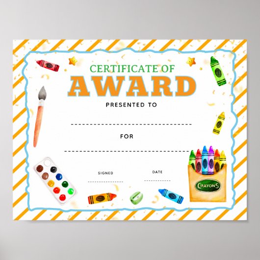 Bewerkbaar certificaat voor aangepaste kunst poster (Voorkant)