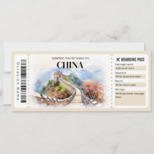 Bewerkbaar China Boarding Pass Vliegticket Kaart