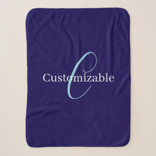 Bewerkbaar Cursief Schrift Monogram Paarsblauw Sherpa Deken