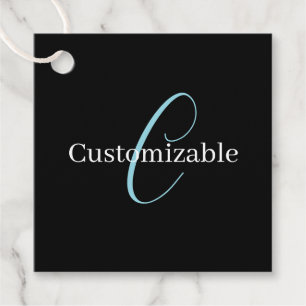 Bewerkbaar Cursief Schrift Monogram Zwart Blauw Wi Bedankjes Labels