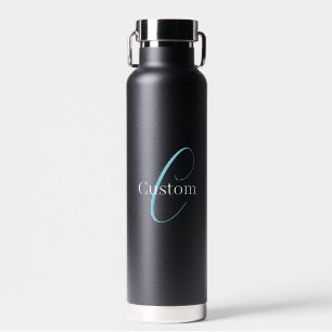 Bewerkbaar Cursief Schrift Monogram Zwart Blauw Wi Waterfles
