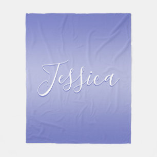 Bewerkbaar Cursief Schrift Wit & Paarse Violet Fleece Deken