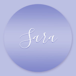 Bewerkbaar Cursief Schrift Wit & Paarse Violet Ronde Sticker