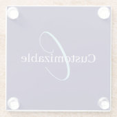 Bewerkbaar Cursief Script Monogram Purplish Blue Glazen Onderzetter (Achterkant)