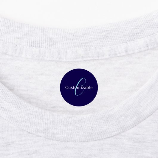 Bewerkbaar Cursief Script Monogram Purplish Blue Labels (Aangebracht)