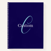 Bewerkbaar Cursief Script Monogram Purplish Blue Notitieboek (Voorkant)