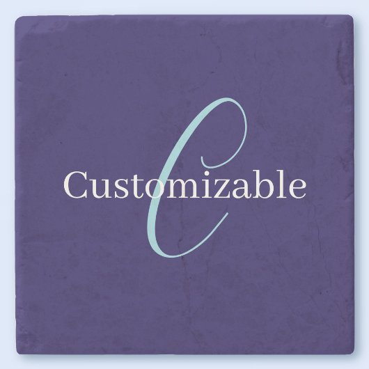 Bewerkbaar Cursief Script Monogram Purplish Blue Stenen Onderzetter