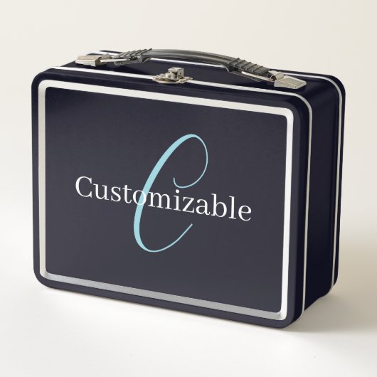 Bewerkbaar Cursief Script Monogram Zwart Blauw Wit (Voorkant)