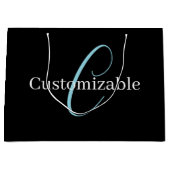 Bewerkbaar Cursief Script Monogram Zwart Blauw Wit Groot Cadeauzakje (Voorkant)