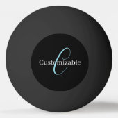 Bewerkbaar Cursief Script Monogram Zwart Blauw Wit Pingpongballen (Achterkant)