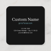 Bewerkbaar Cursief Script Monogram Zwart Blauw Wit Vierkante Visitekaartje (Achterkant)