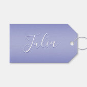 Bewerkbaar cursief script | Wit & Paarse Violet Cadeaulabel (Voorkant (Horizontaal))