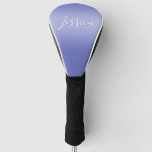 Bewerkbaar cursief script Wit & Paarse Violet Golfheadcover