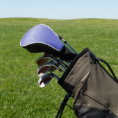 Bewerkbaar cursief script | Wit & Paarse Violet Golfheadcover (Insitu)